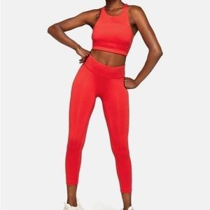 NWOT - Outdoor Voices - Workout Set, Leggings and Longline Sports Bra - Red, XS